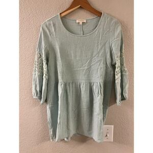 Hailey &‎ Co Mint Boho Long Sleeved Blouse Lace Small